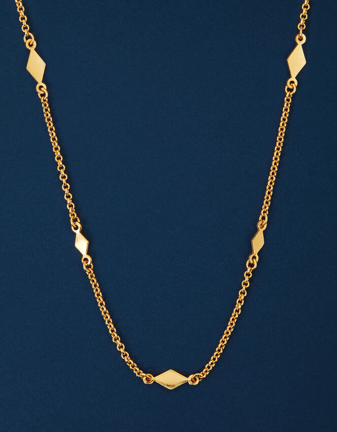 14ct Gold-Plated Diamond Shape Station Necklace, , large