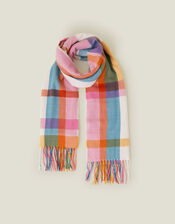 Colourful Check Tassel Blanket Scarf, , large