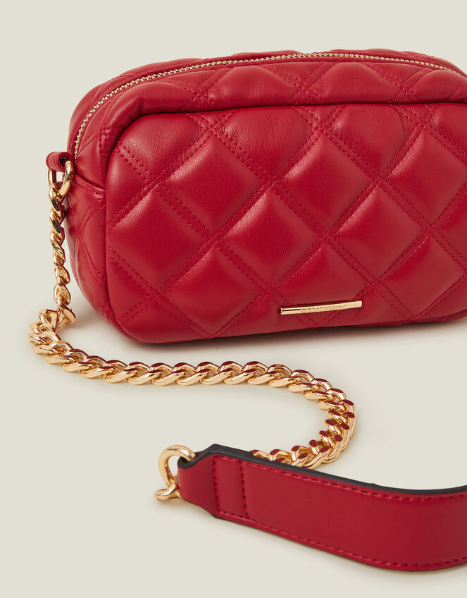 Quilted Chunky Chain Camera Bag, Red (RED), large