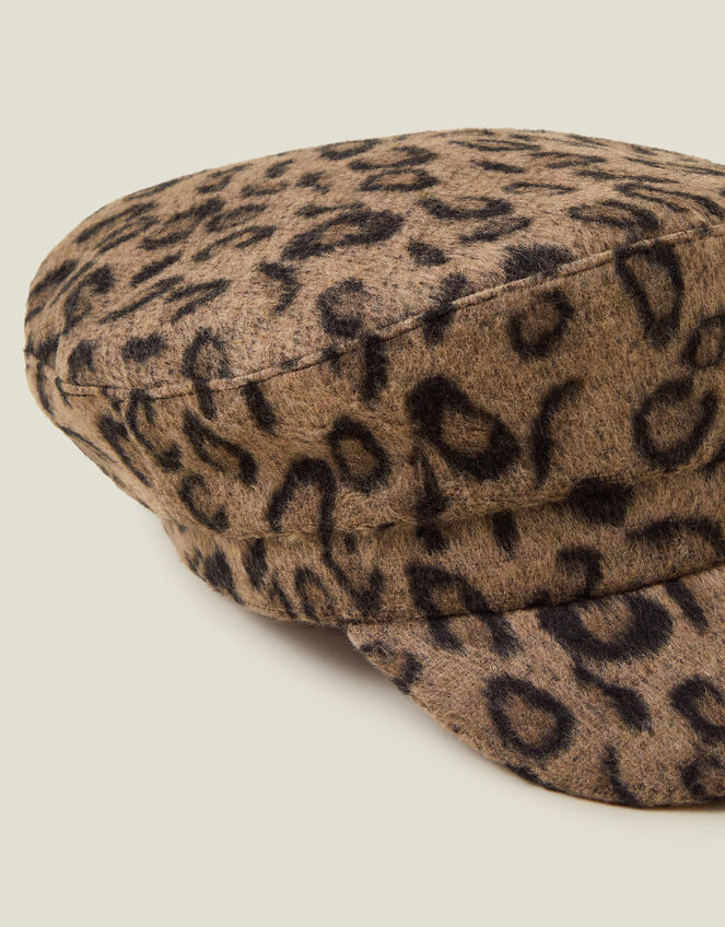 Leopard Print Baker Boy Hat, , large