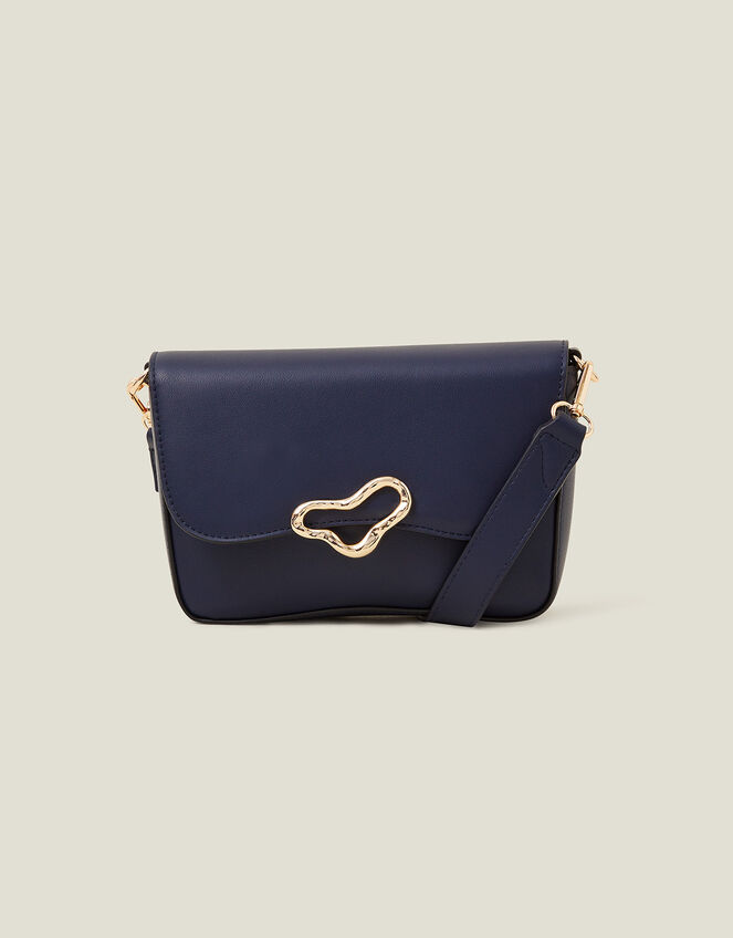 Metal Detail Cross-Body Bag, Blue (NAVY), large