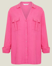 Long Sleeve Crinkle Shirt, Pink (PINK), large