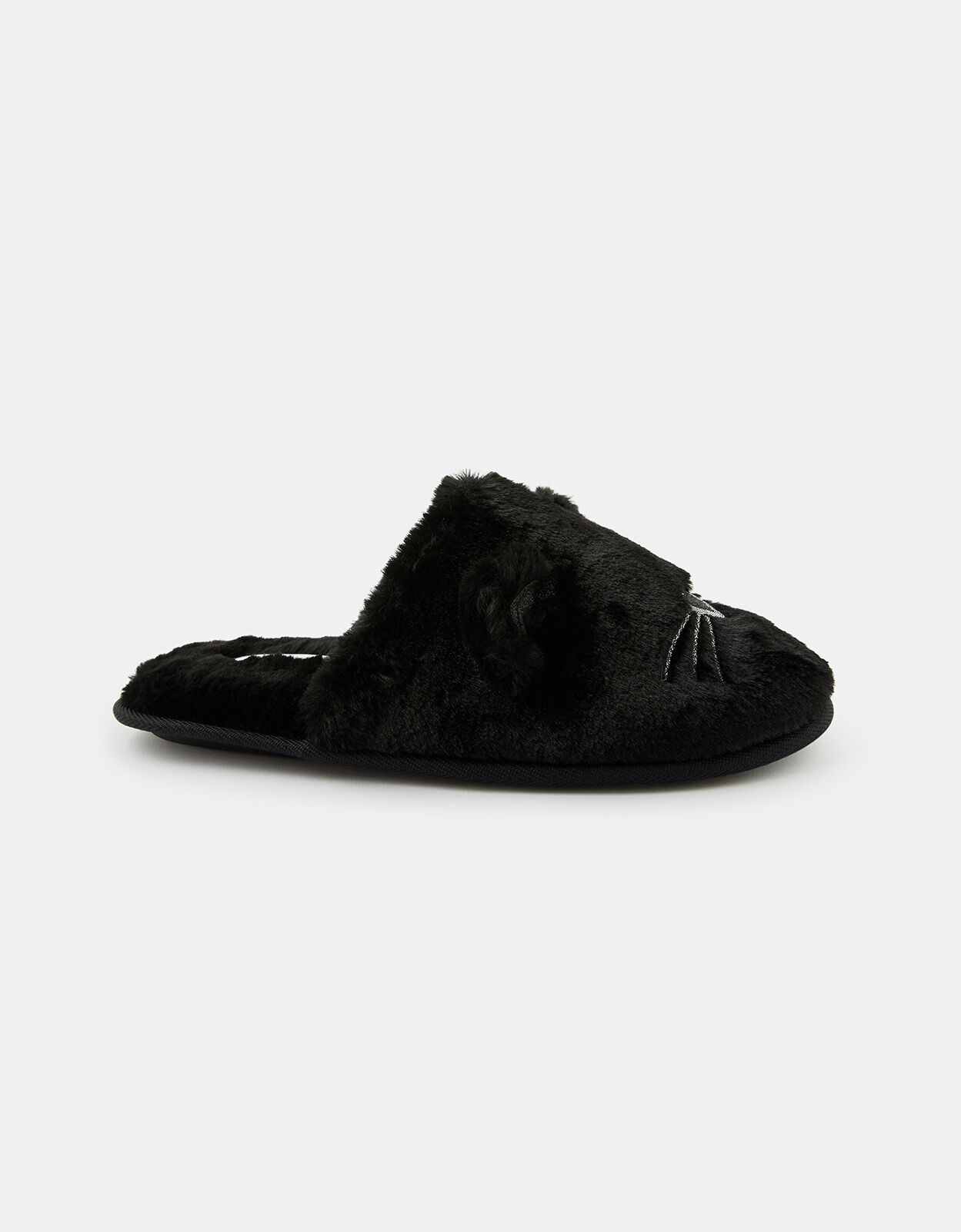 black fluffy mule slippers