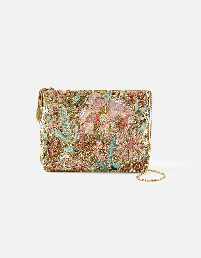 Floral Sequin Zip Bag | Clutch bags | Accessorize UK