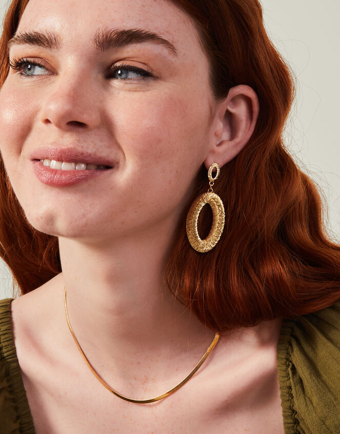 Oval Drop Earrings, , large