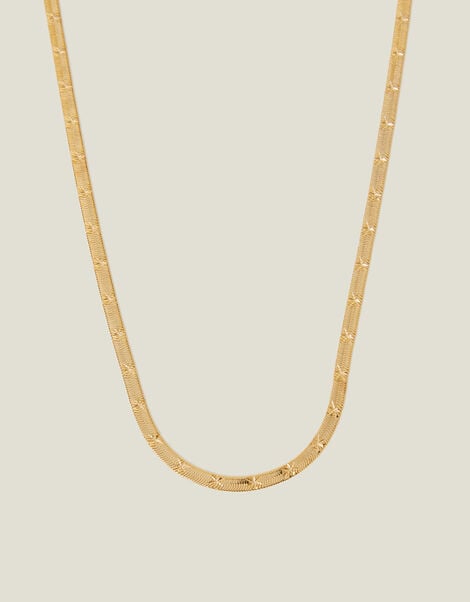 14ct Gold-Plated Star Snake Chain Necklace, , large