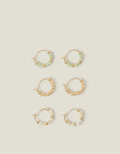 3-Pack Mini Facet Bead Hoop Earrings, , large