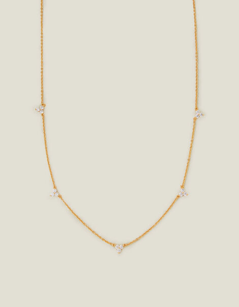 14ct Gold-Plated Crystal Station Necklace, , large