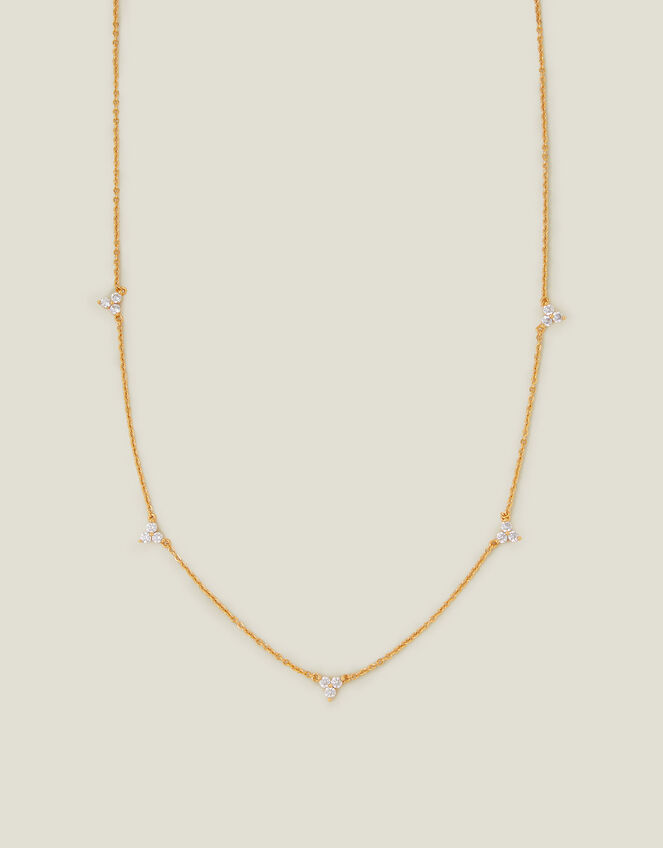 14ct Gold-Plated Crystal Station Necklace, , large