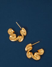 14ct Gold-Plated Croissant Hoops, , large