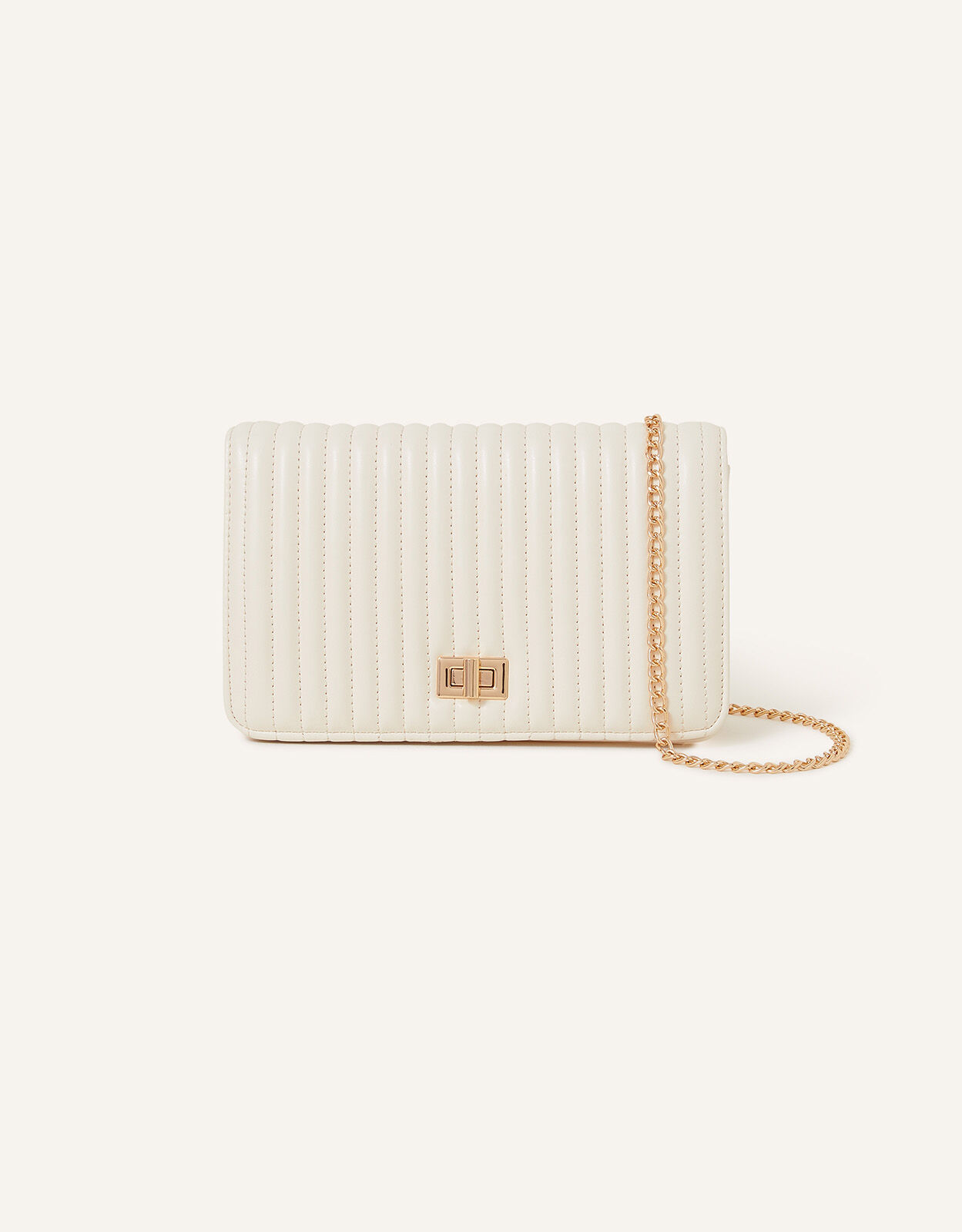 Quilted Chain Shoulder Bag Cream