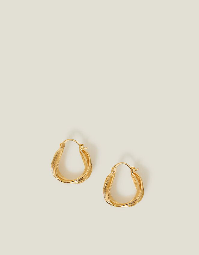 14ct Gold-Plated Twisted Horseshoe Hoop Earrings, , large