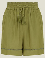 Linen Blend Shorts, Green (KHAKI), large