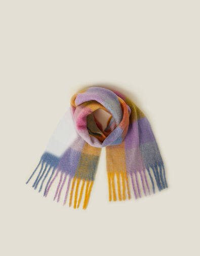 Super Soft Pastel Check Tassel Scarf, , large