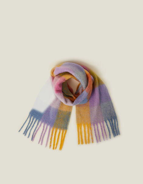 Super Soft Pastel Check Tassel Scarf, , large