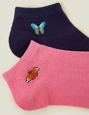 2-Pack Butterfly Trainer Socks, Multi (BRIGHTS MULTI), large