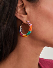 Bright Beaded Hoops, , large