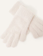 Super-Stretch Fluffy Knit Gloves, Natural (NATURAL), large