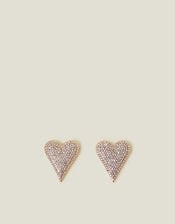 Pave Heart Stud Earrings, , large