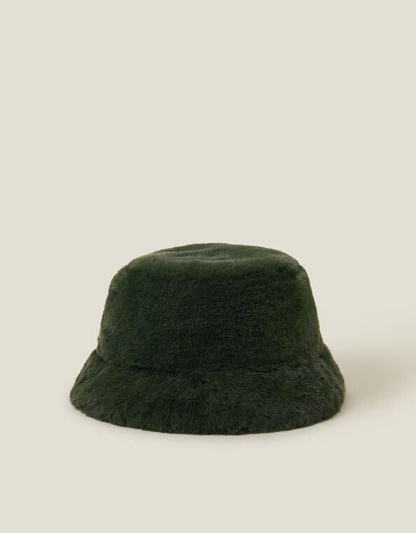 Faux Fur Bucket Hat, Green (GREEN), large