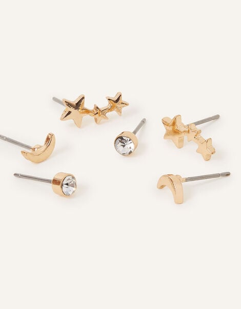 Celestial Stud Earrings Set of Three, , large