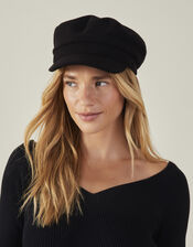 Textured Baker Boy Hat, Black (BLACK), large