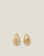 14ct Gold-Plated Sparkle Teardrop Earrings, , large