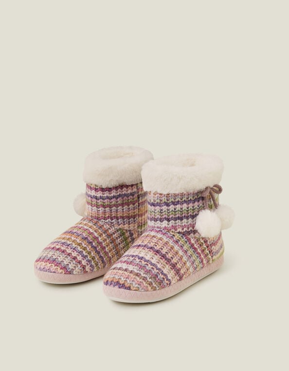 Stripe Knit Slipper Boots, Multi (PASTEL MULTI), large