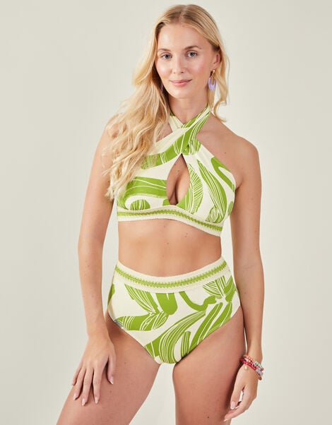 Squiggle Print Halter Bikini Top, Green (GREEN), large