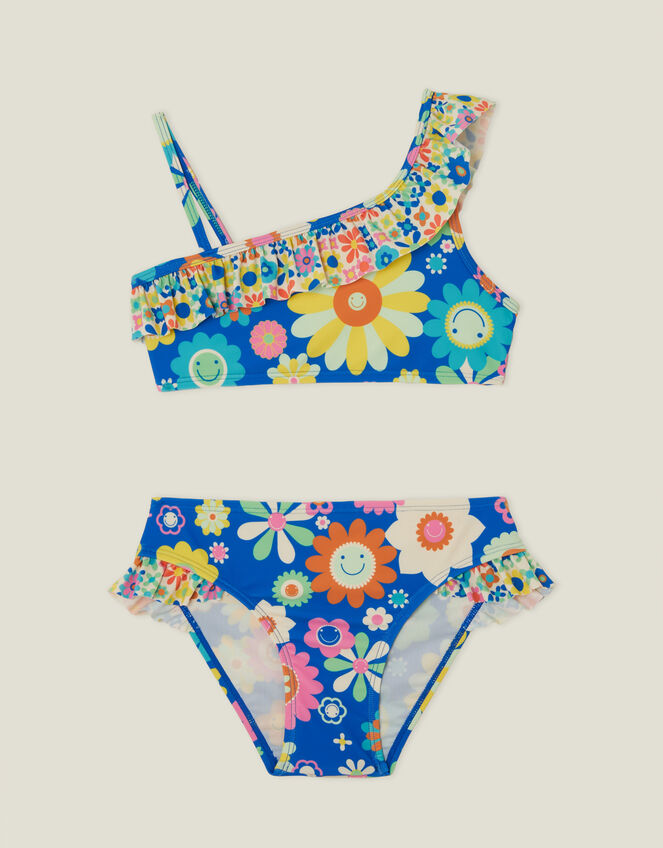 Girls Boho Floral Bikini, Blue (BLUE), large