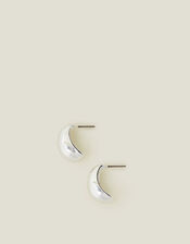 Sterling Silver-Plated Curve Teardrop Earrings, , large