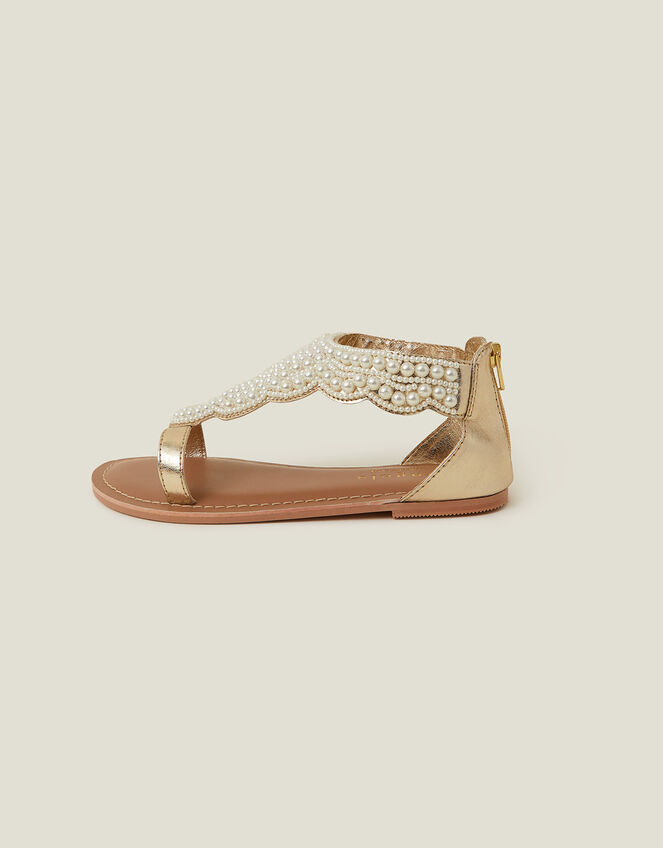 Girls Pearl Embellished Sandals Cream | Girls shoes | Accessorize UK