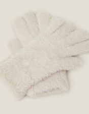 Super-Stretch Fluffy Knit Gloves, Natural (NATURAL), large