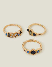 3-Pack Gemstone Rings, Blue (BLUE), large