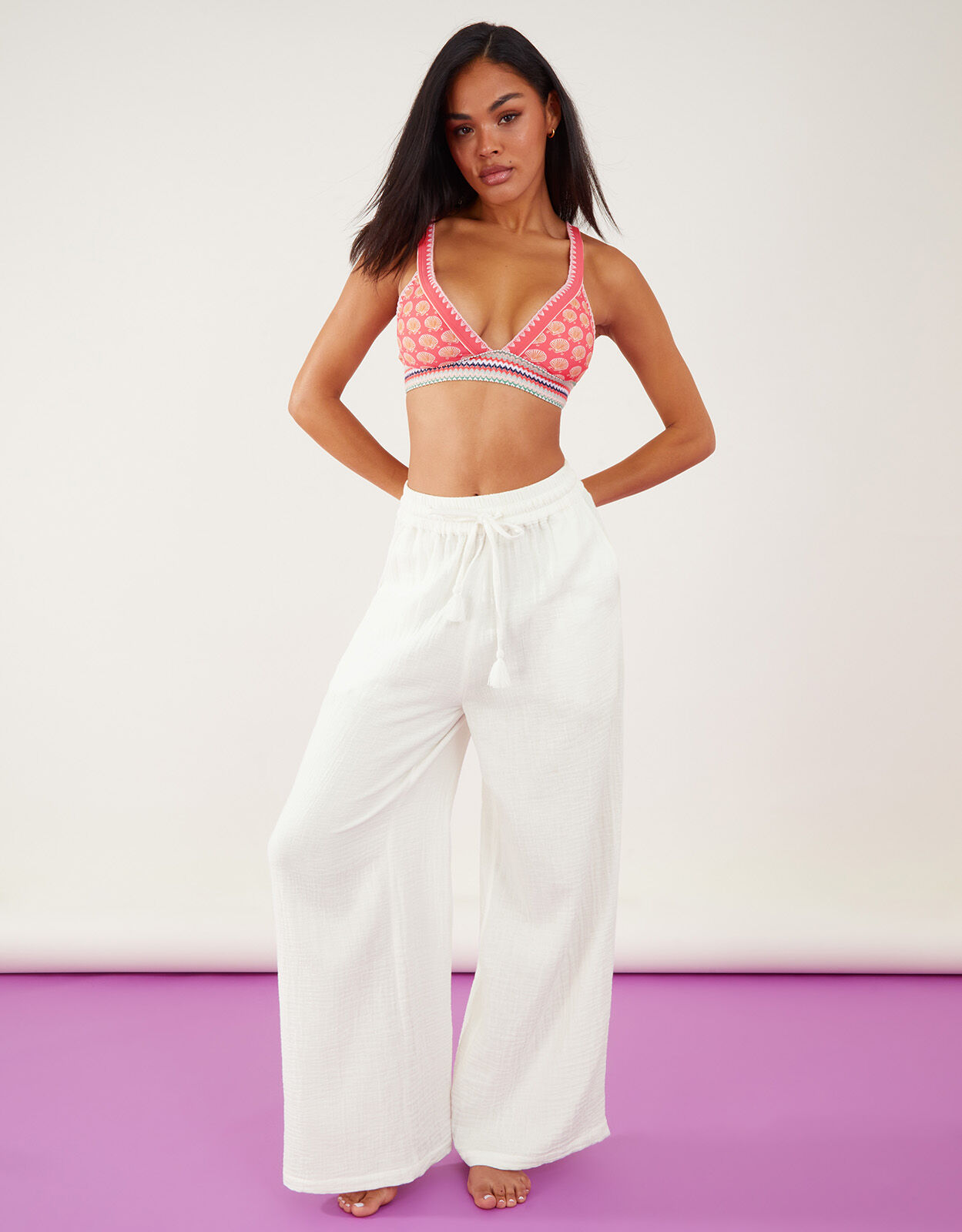 Plisse beach trousers | Orange | Boux Avenue UK