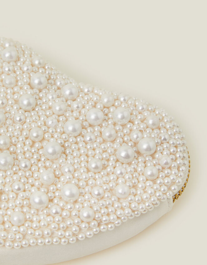 Pearl Embellished Heart Coin Purse, , large