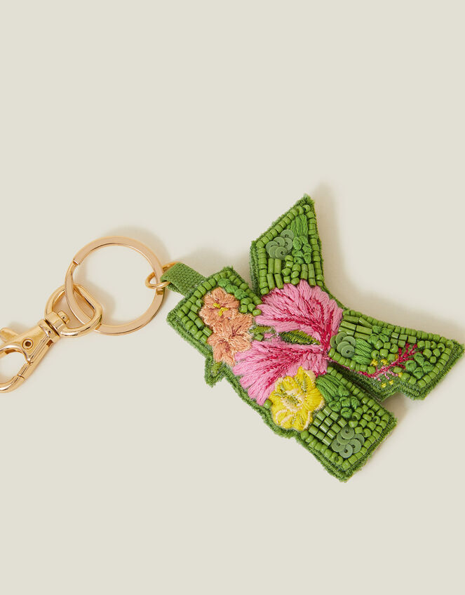 Initial Floral Beaded Keyring, Multi (BRIGHTS MULTI), large