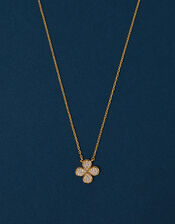 14ct Gold-Plated Sparkle Flower Pendant Necklace, , large