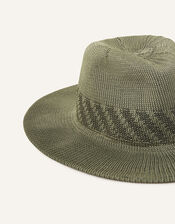 Packable Fedora Hat, Green (KHAKI), large