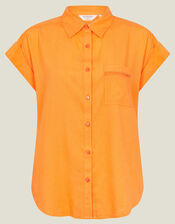 Cap Sleeve Pocket Shirt, Orange (ORANGE), large