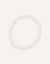 Sterling Silver Plated Circle Chain Necklace, , large