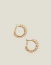 Facet Bead Hoop Earrings, , large