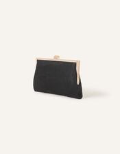 Suedette Clip Frame Clutch Bag, Black (BLACK), large