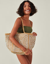 Metallic Jute Beach Bag, , large