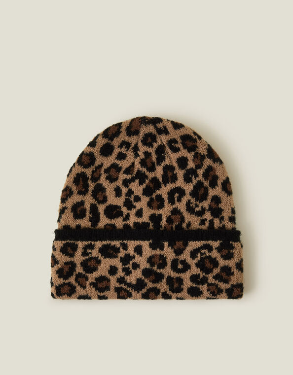 Leopard Print Beanie, , large