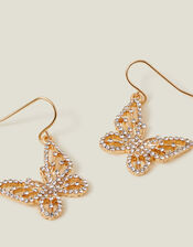 Butterfly Pave Drop Earrings, , large