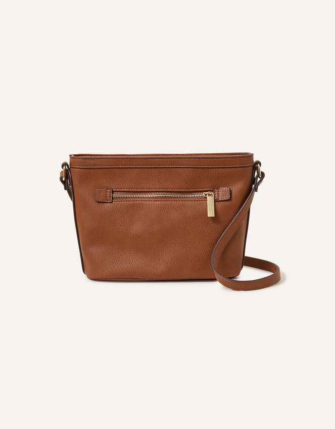 Top Zip Cross-Body Bag, Tan (TAN), large