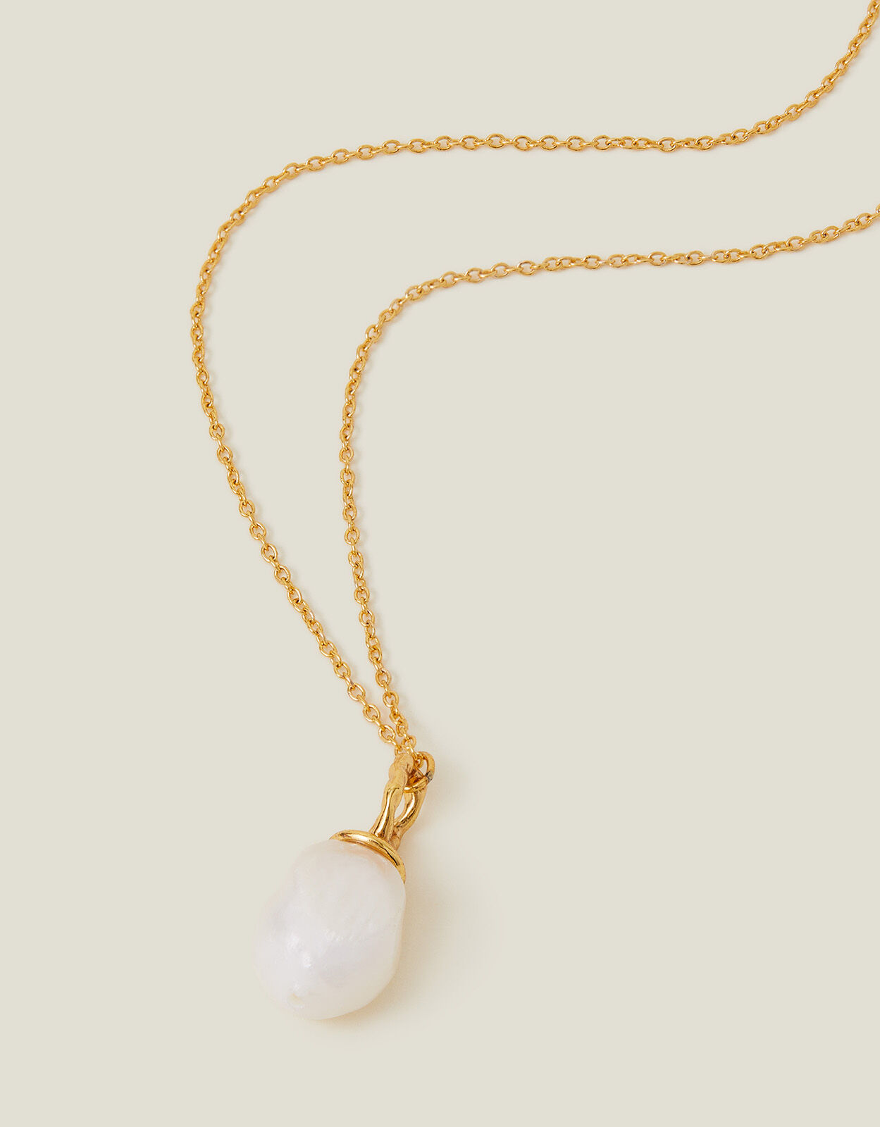14ct Gold-Plated Long Pearl Pendant Necklace