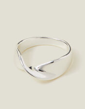 Sterling Silver-Plated Twist Ring, Silver (ST SILVER), large