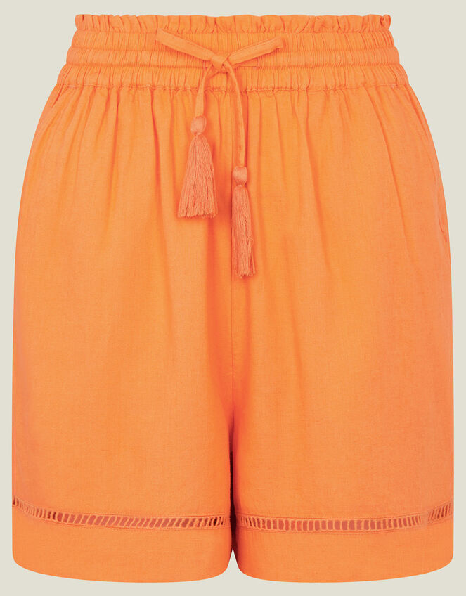 Linen Blend Shorts, Orange (ORANGE), large